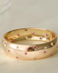 Beautiful  Vintage Ruby Star Bangle 14K Gold 1970s