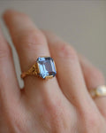Big Ocean Blue Topaz Ring 18K Gold 1956