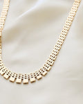 Unique Longer Brick Link Necklace 14K Gold 1960s
