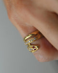Extraordinary Beautiful Italian Serpent Ring w White and Pink Tourmalines 18K Gold 1940s