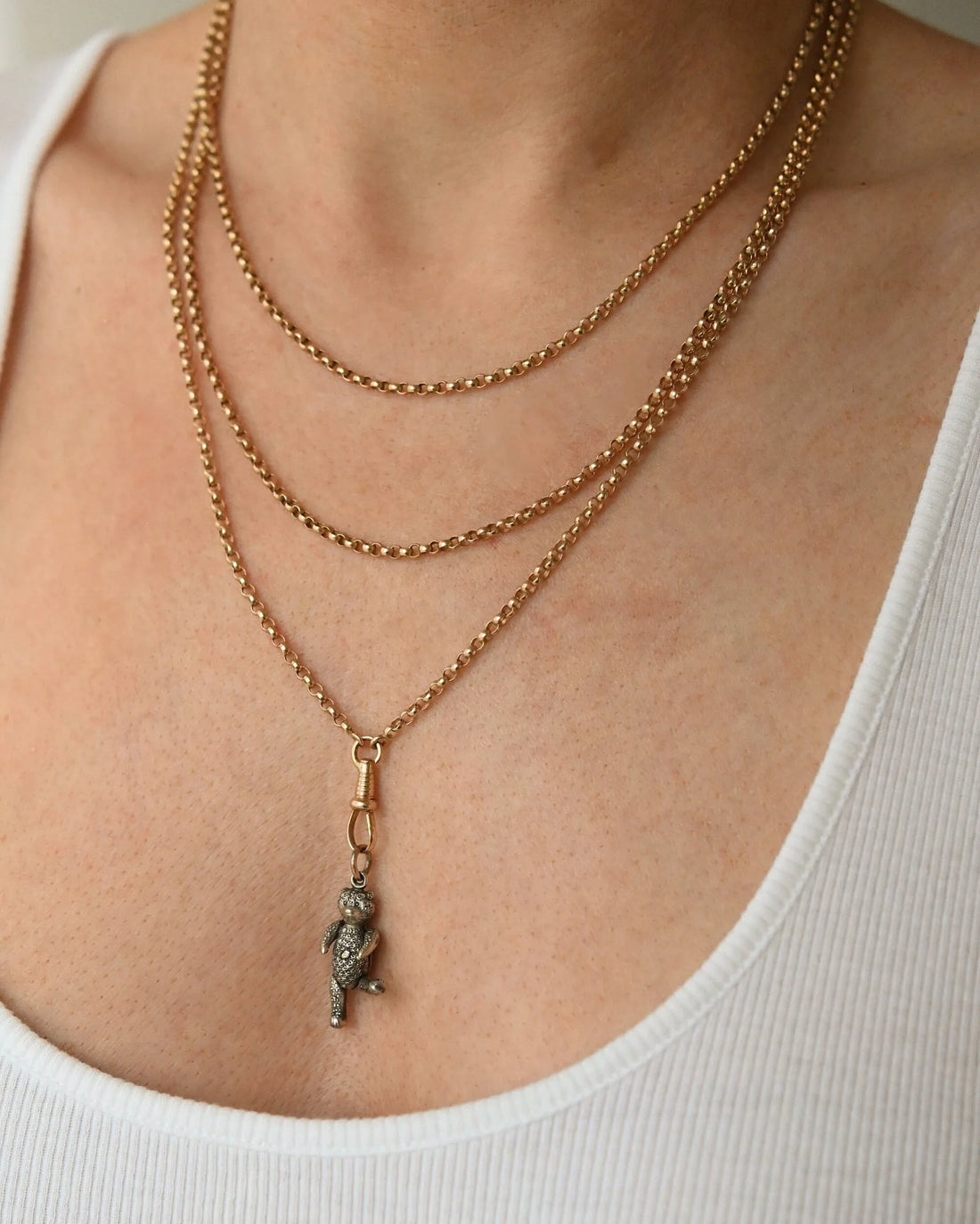 Rare 14K Rose Gold Antique Ling Guard Watch Chain