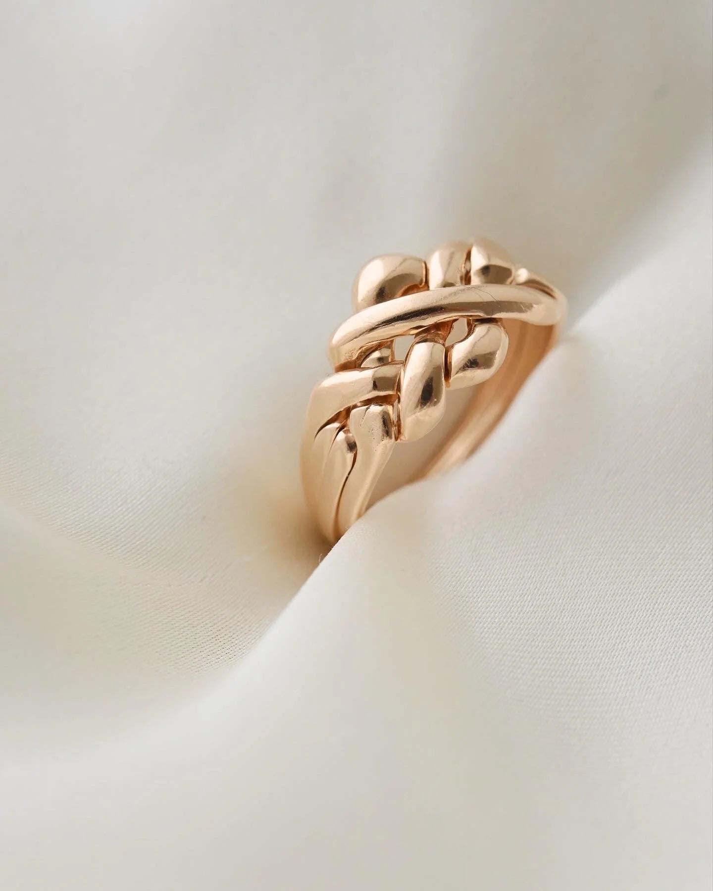 Rare Vintage Puzzle Ring Size 8 US 18K Rose Gold