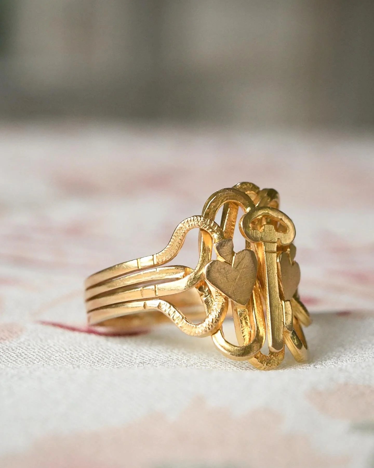 Antique Rare Amazing Victorian Puzzle Ring 18K Gold