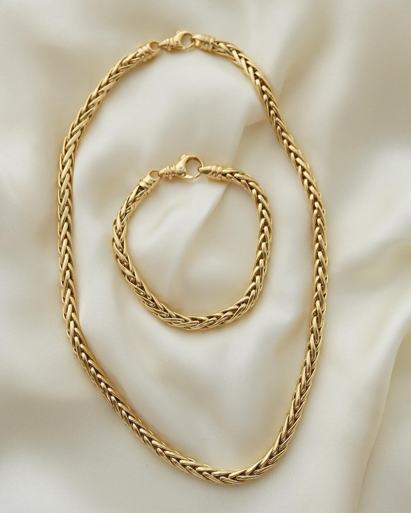 Gorgeous Vintage Wheat Link Bracelet 18K Gold