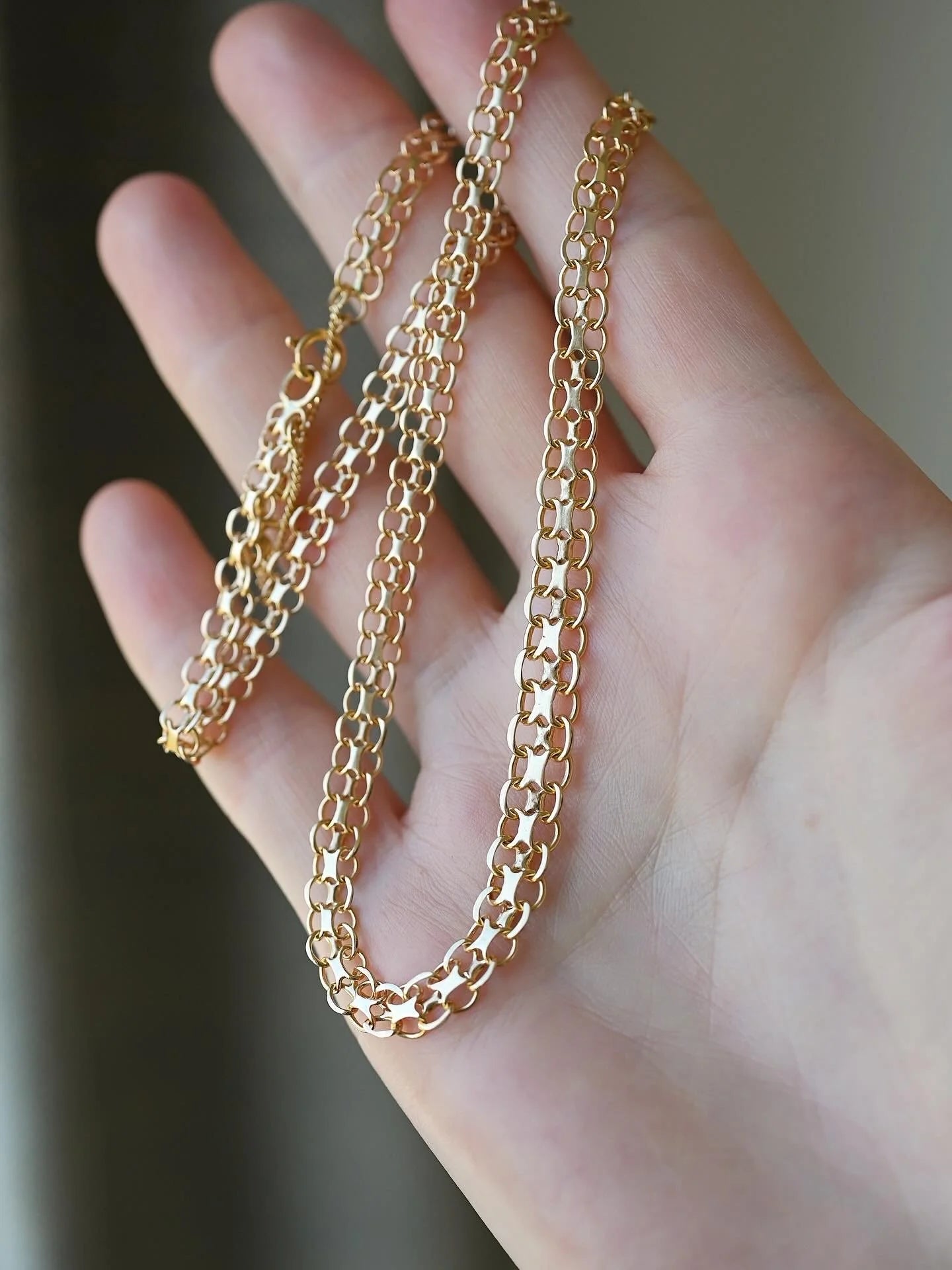 Gorg Vintage Star Link Necklace 18K Gold 1970s