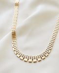 Unique Longer Brick Link Necklace 14K Gold 1960s