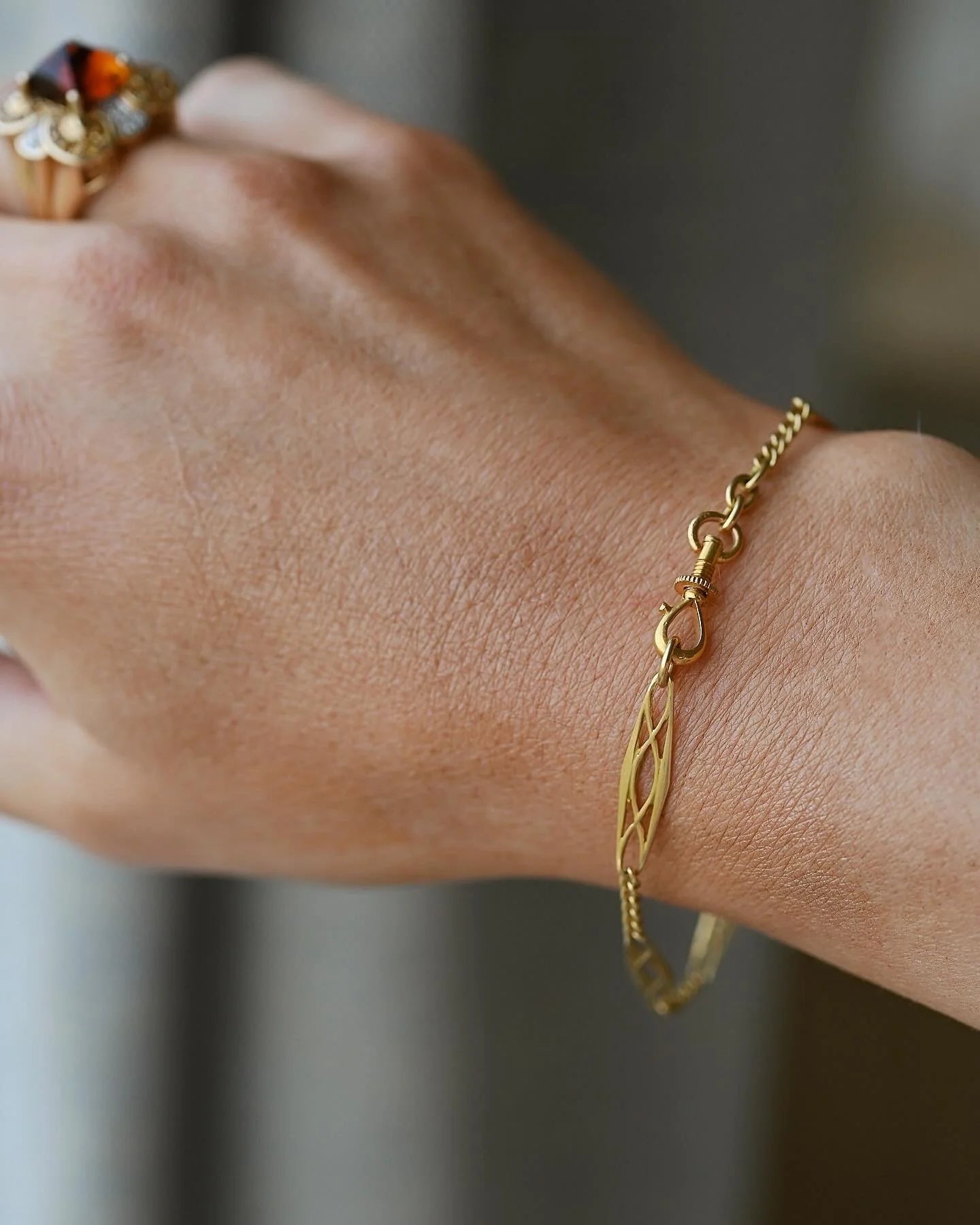 Antique Watch Chain Bracelet 18K Gold 1920s Sweden