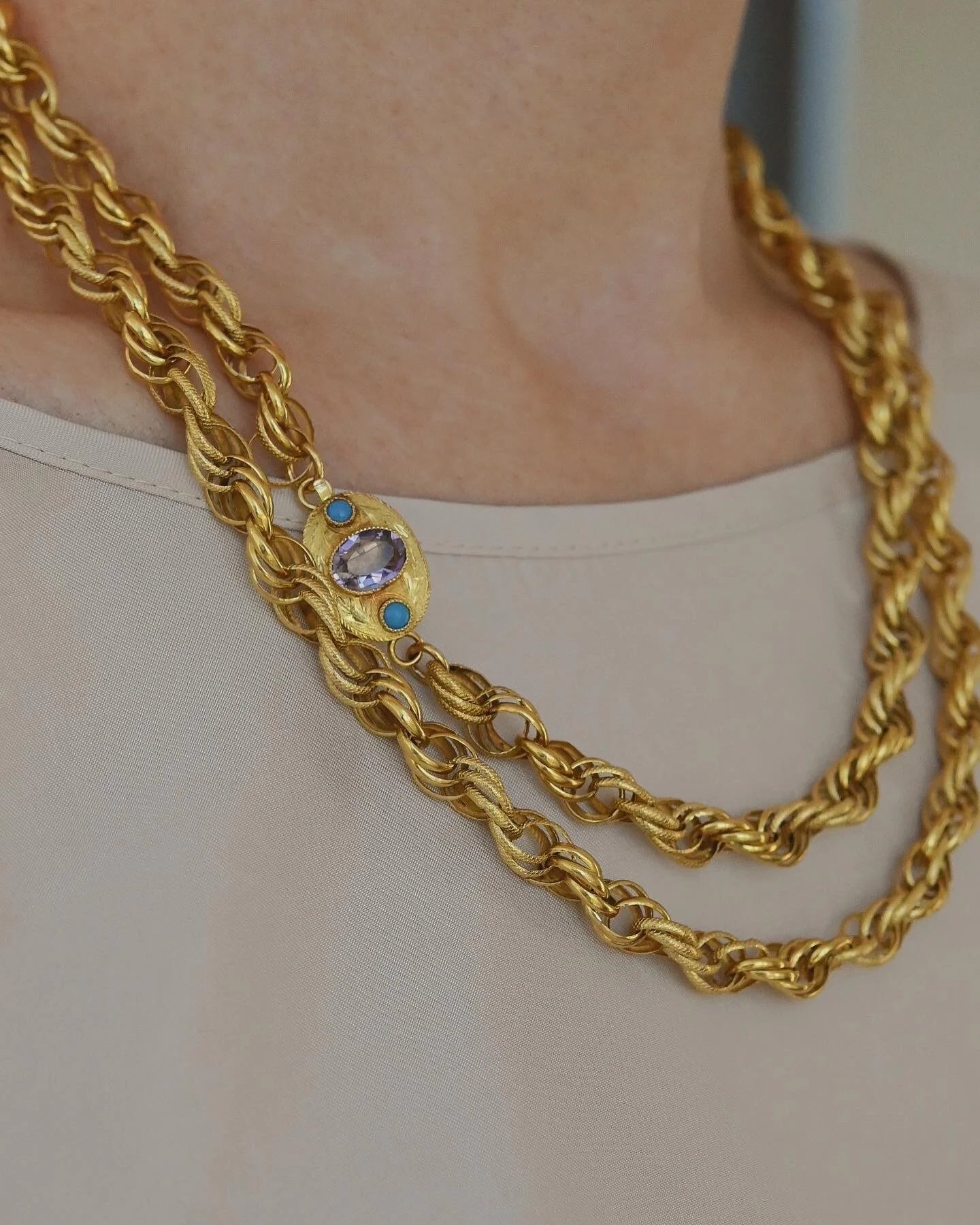 Extraordinary Rare Victorian Necklace 18K Gold