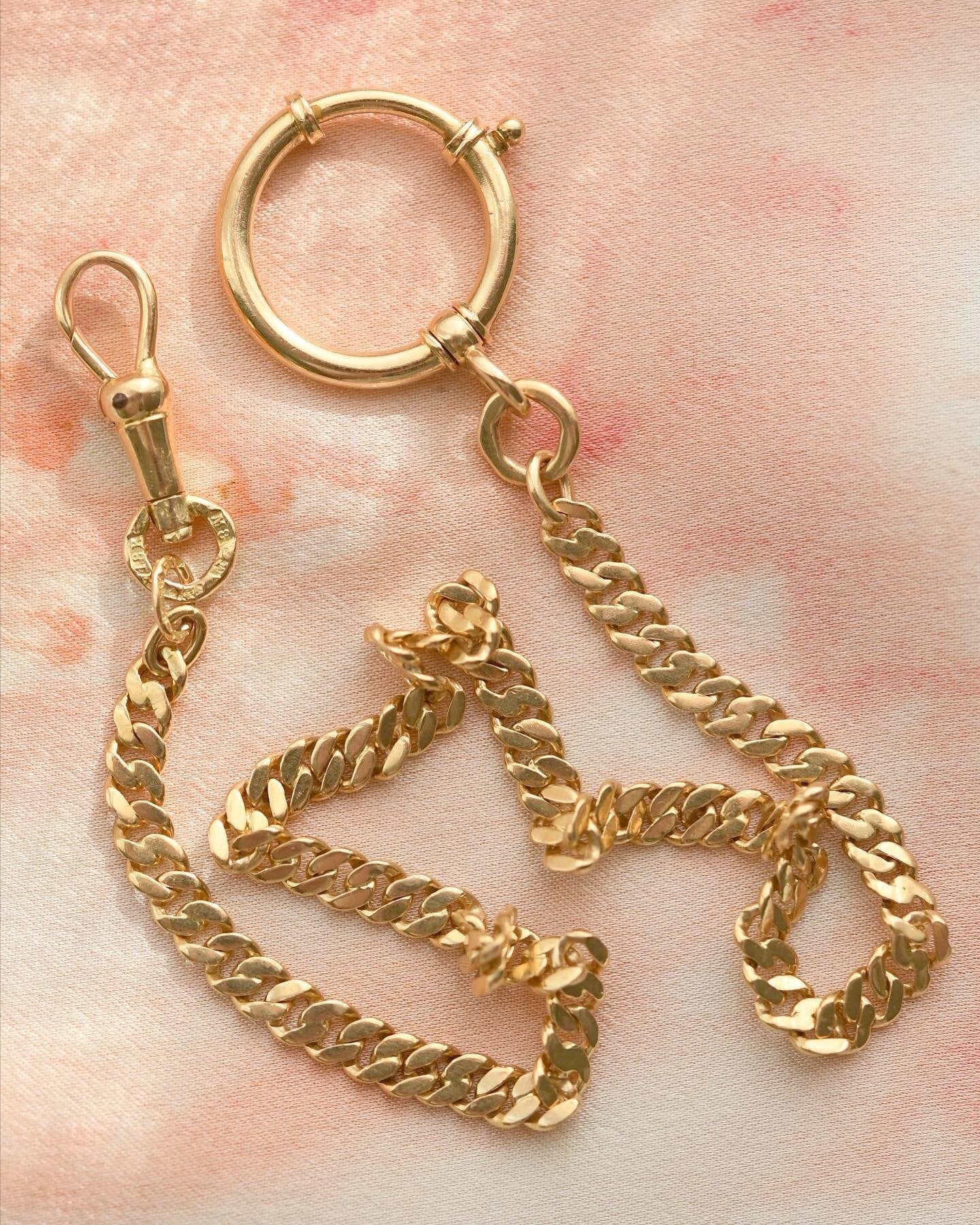 10.4 inches Antique Watch Chain 18K Gold 1938