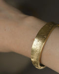 Sublime Danish Vintage Bangle w Flower Engravings 14K Gold 1960s
