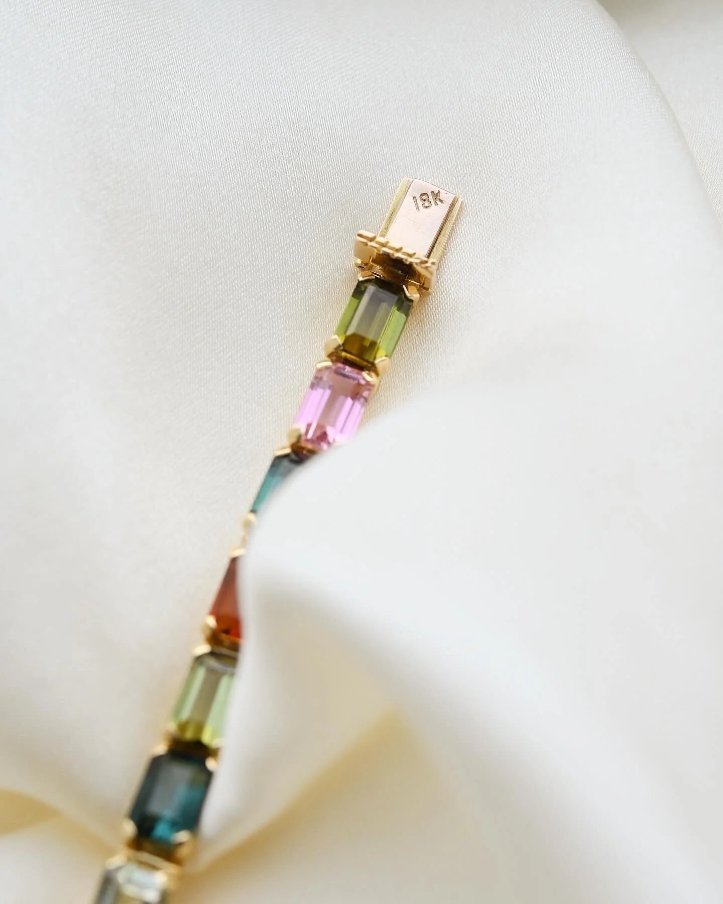 The Will Get Complimented Forever Aquamarine & Multicolored Tourmaline Bracelet 18K Gold