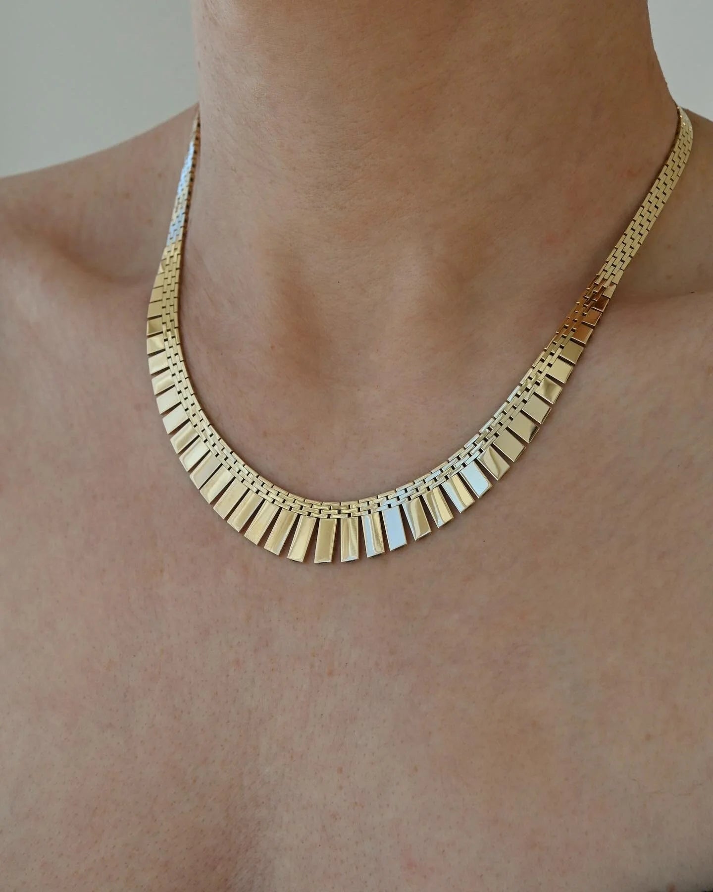 Rare Longer Danish Vintage Cleopatra Necklace 14K Gold 1966