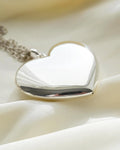 Huge 2x2 Inches Puffy Swedish Silver Heart and Chain