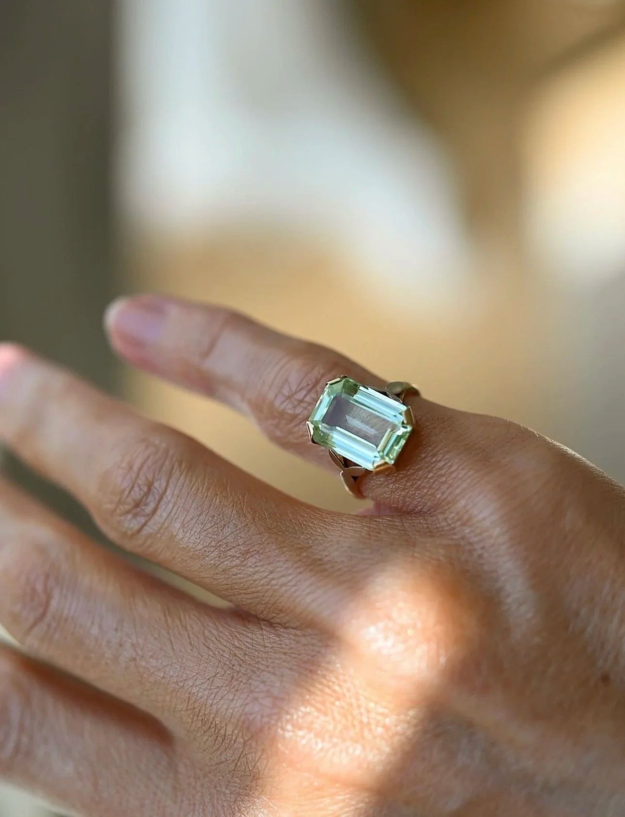 Incredible Mid Century Swedish Vintage Green Spinel Ring 18K Gold