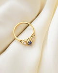Perfect Vintage Threestone Sapphire x Diamond Ring 18K Gold