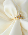 Totally Unique Estate Diamond Leaf Ring 18K Gold