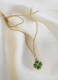The Vintage Clover Good Luck Charm on Chain All 18K Gold Sweden 1970s