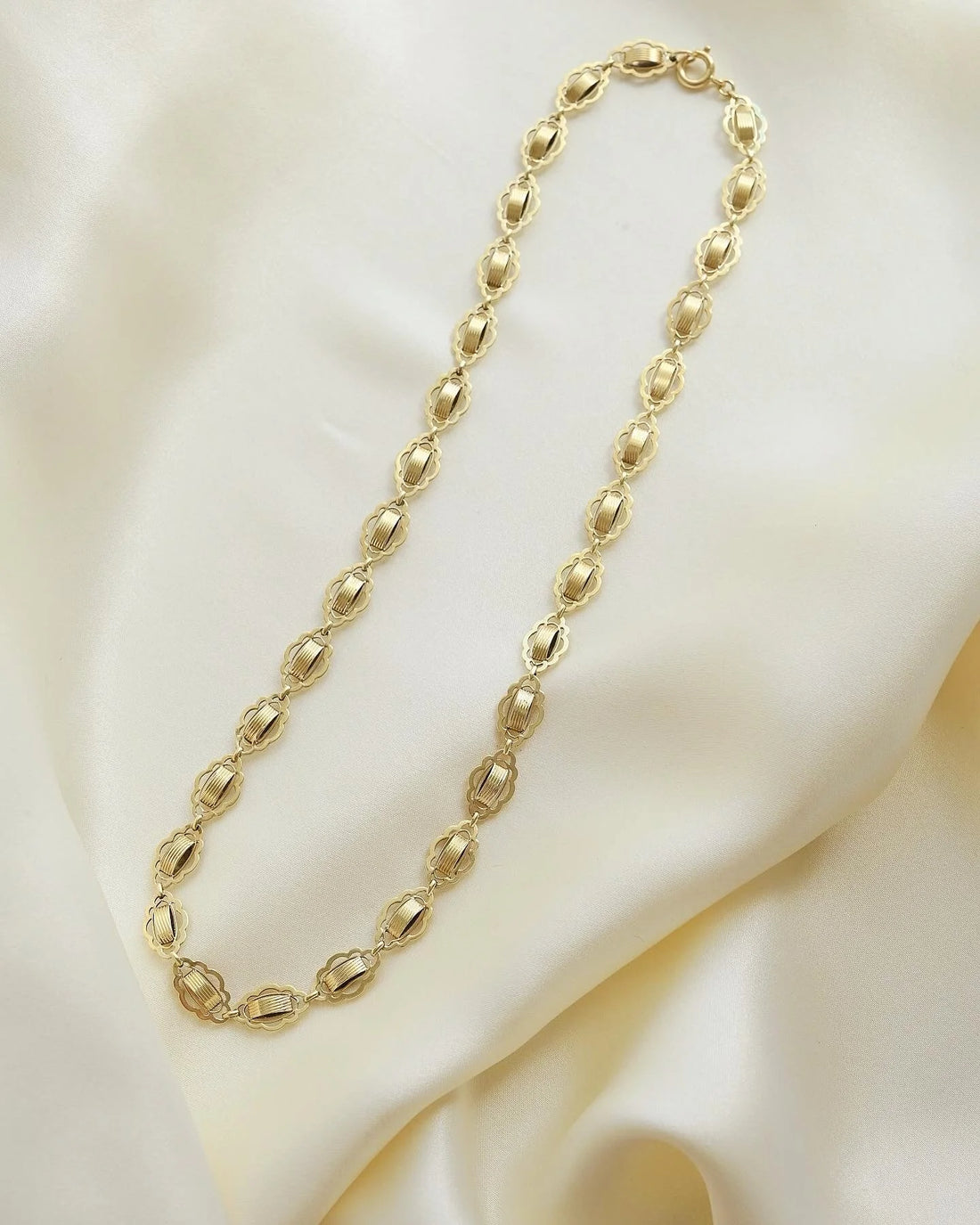 Super Cute Fancy Link Antique Necklace 14K Gold 1940