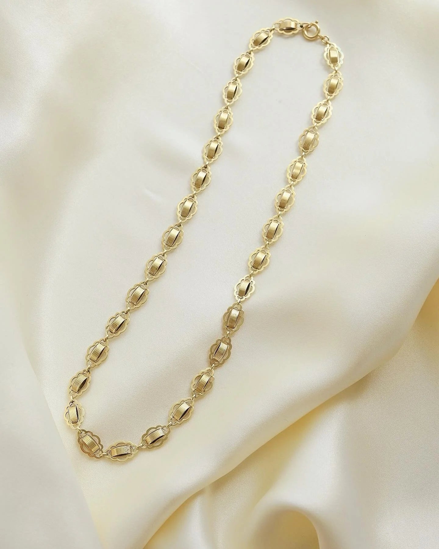 Super Cute Fancy Link Antique Necklace 14K Gold 1940
