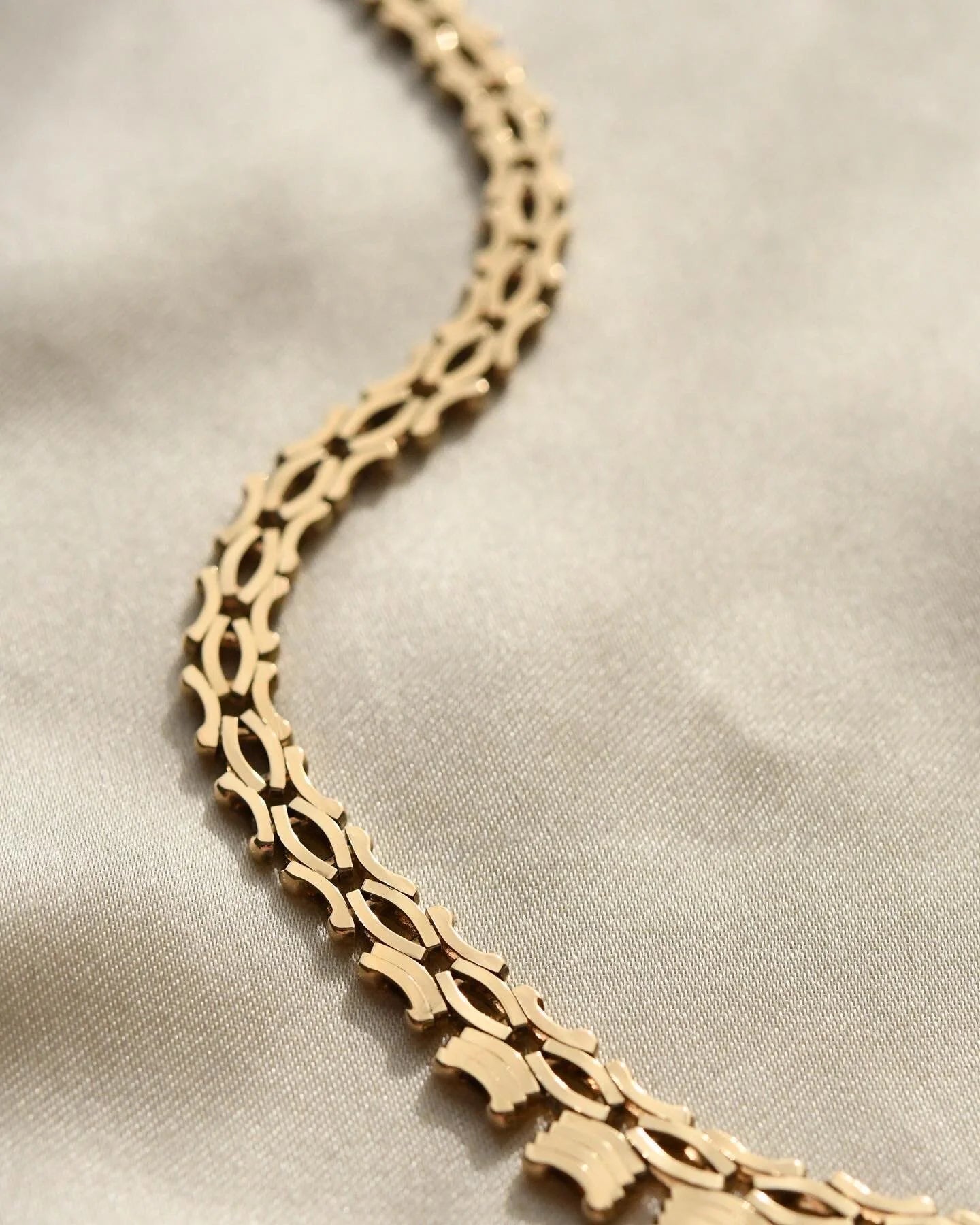 Vintage Fancy Link Chain 14K Gold 1960s