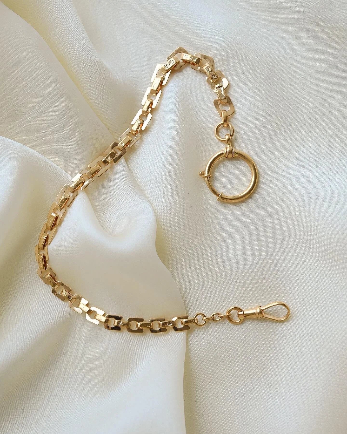 Rare Antique Watch Chain 10 inches 18K Gold 1910