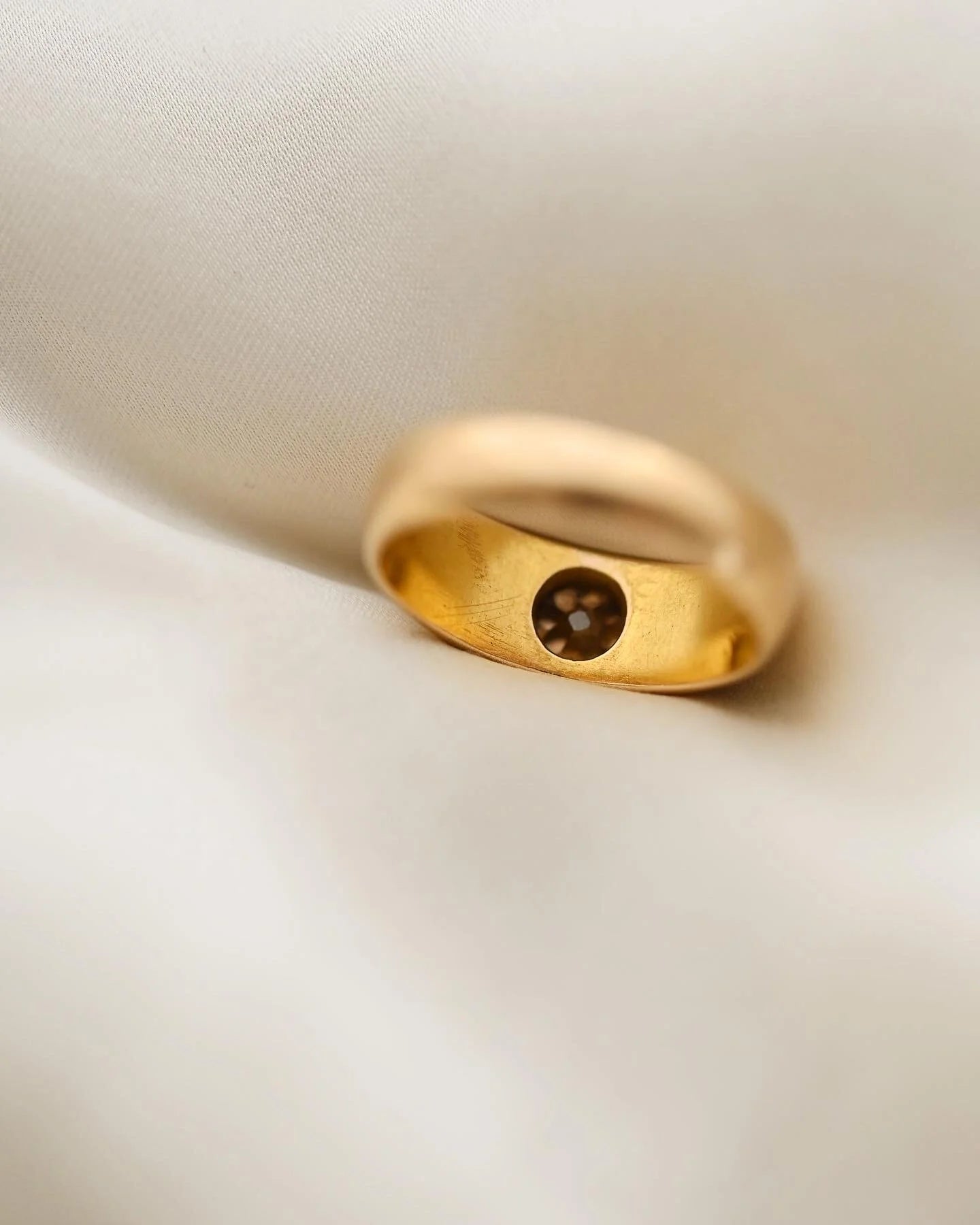 From Personal Collection Champagne Colored Antique Old Cut Diamond Ring 18K Gold 1900s