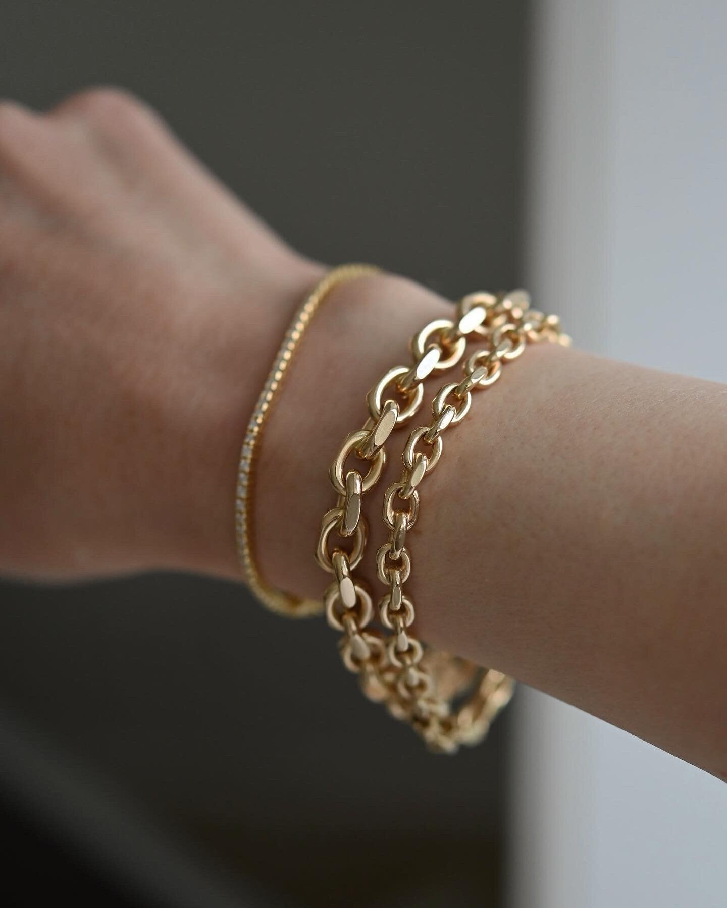 Biggest Most Amazing Vintage Anchor Link Bracelet Ever 14K Gold 1970
