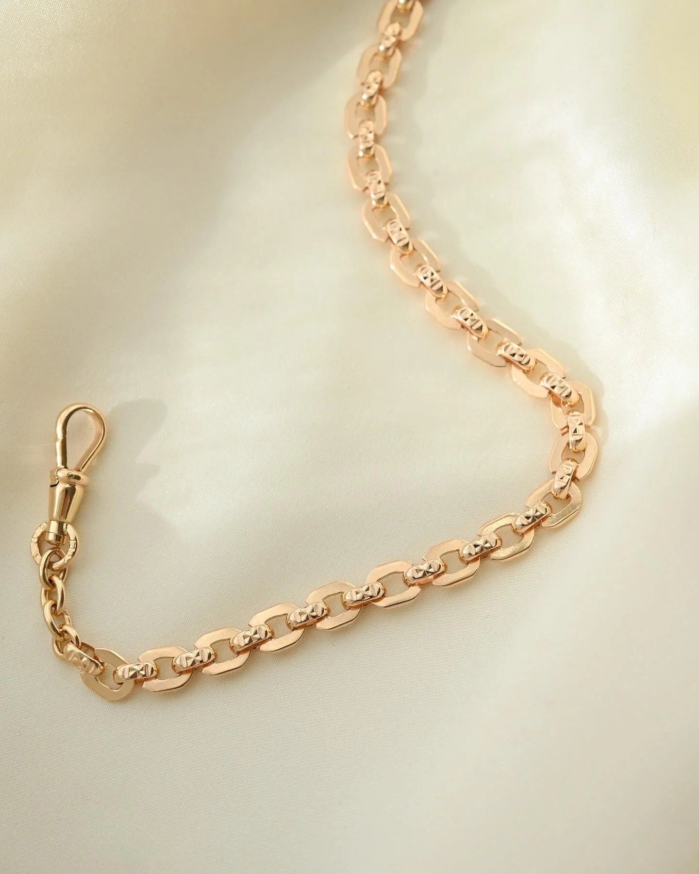 Amazing Rare 10.4 Inches Rose Gold Watch Chain 18K Gold