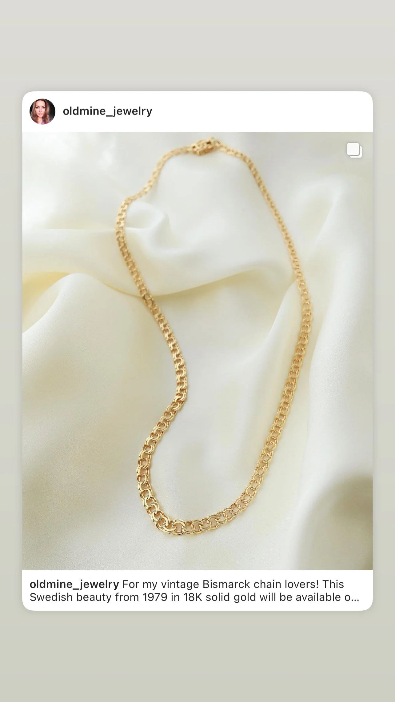 Swedish Vintage Bismarck Chain 18K Gold 1979