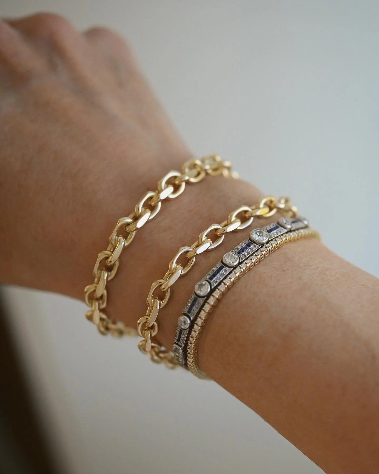 Amazing Danish Vintage Biker Link Bracelets 14K Gold
