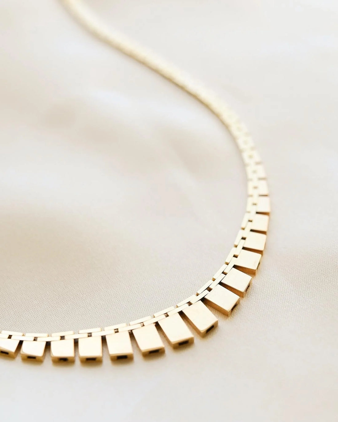 Glowing Gold Baby Brick Necklace Danish Vintage 14K Gold 1970