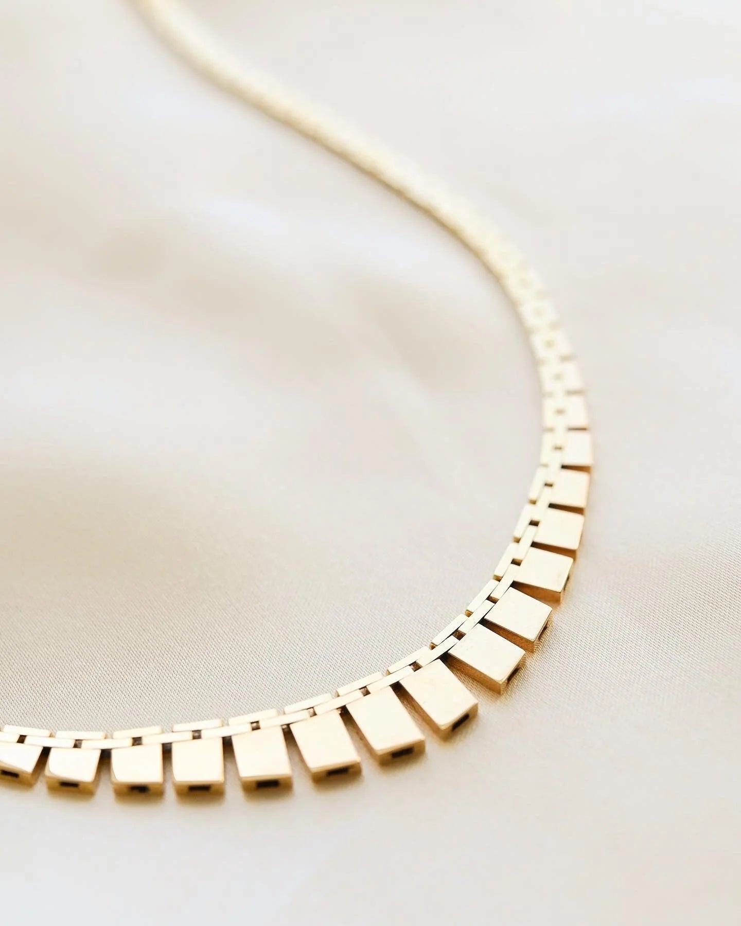 Glowing Gold Baby Brick Necklace Danish Vintage 14K Gold 1970