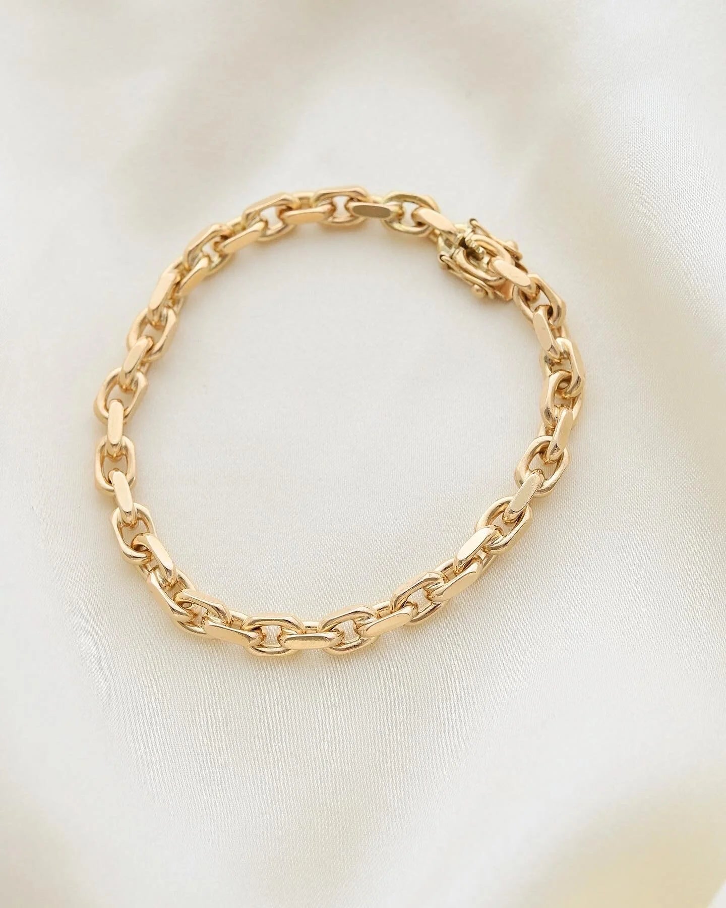 Danish Vintage Anchor Link Bracelet 6.25 Inches 14K Gold