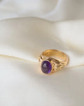 Swedish Vintage Cabochon Amethyst Ring 18K Gold