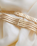 Danish Vintage Double Row Geneva Link Bracelet 14K Gold