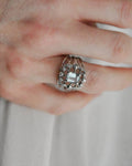 Stunning 18K White Gold Ring w Aquamarine and Diamonds 18K White Gold