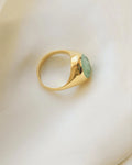 Rare Chrysoprase Signet Ring 18K Gold 1970