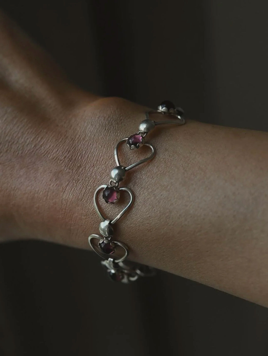 Heart Link Bracelet Silver Sweden 1940s