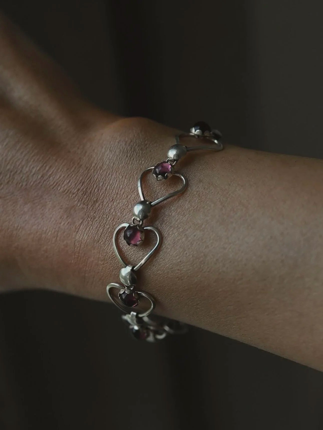Heart Link Bracelet Silver Sweden 1940s