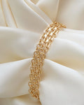 Beautiful Heavy Swedish X Link Bracelet 18K Gold
