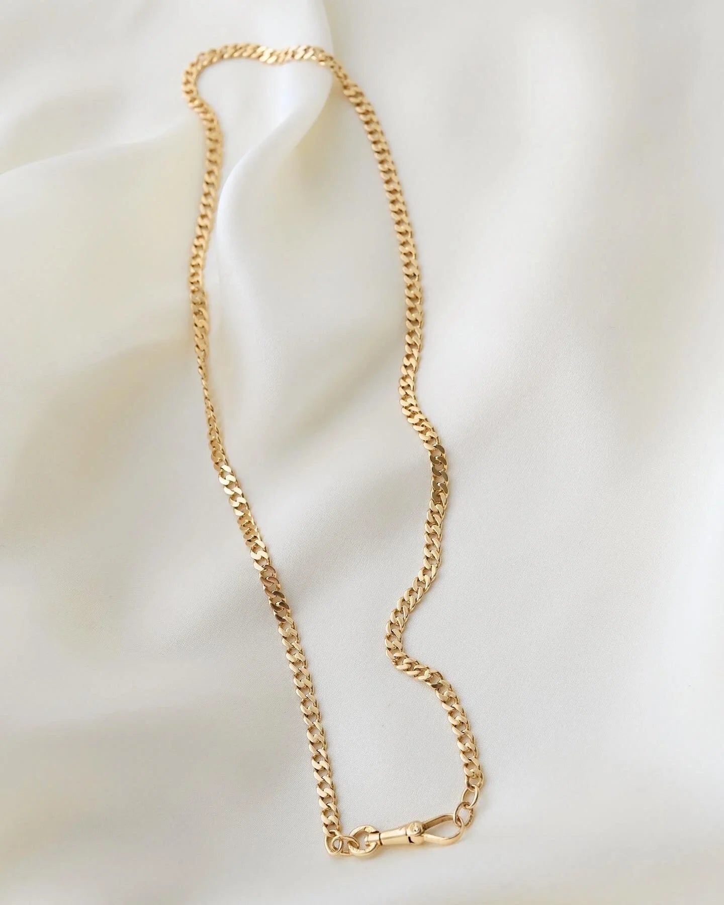 Rare 17 Inches Antique Watch Chain w Dog Clip 18K Gold 1934