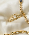 Beautiful Antique Old Mine Cut Diamond Ring 18K Gold 1800s
