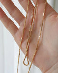 Rare Long Thick Vintage Box Chain Necklace 18K Gold