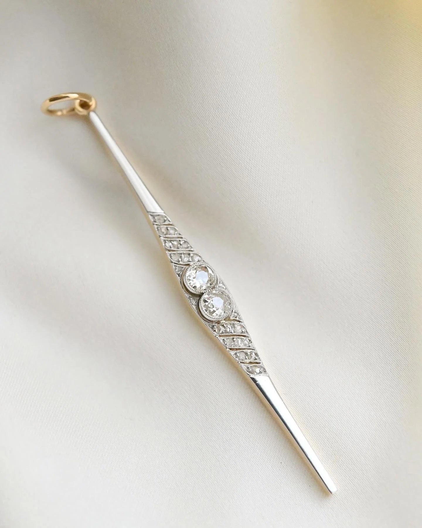 Edwardian Brooch Conversion Pendant Cut Diamonds Platinum And  18K Gold