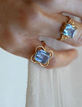 Stunning Rare Halo Mid Century Aquamarine Ring 18K Gold Sweden