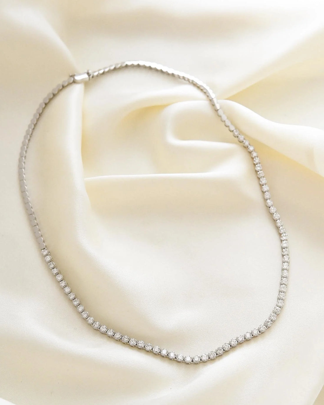 The Diamond Tennis Necklace of Your Dreams 3.50 Carats 18K White Gold
