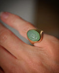 Rare Chrysoprase Signet Ring 18K Gold 1970