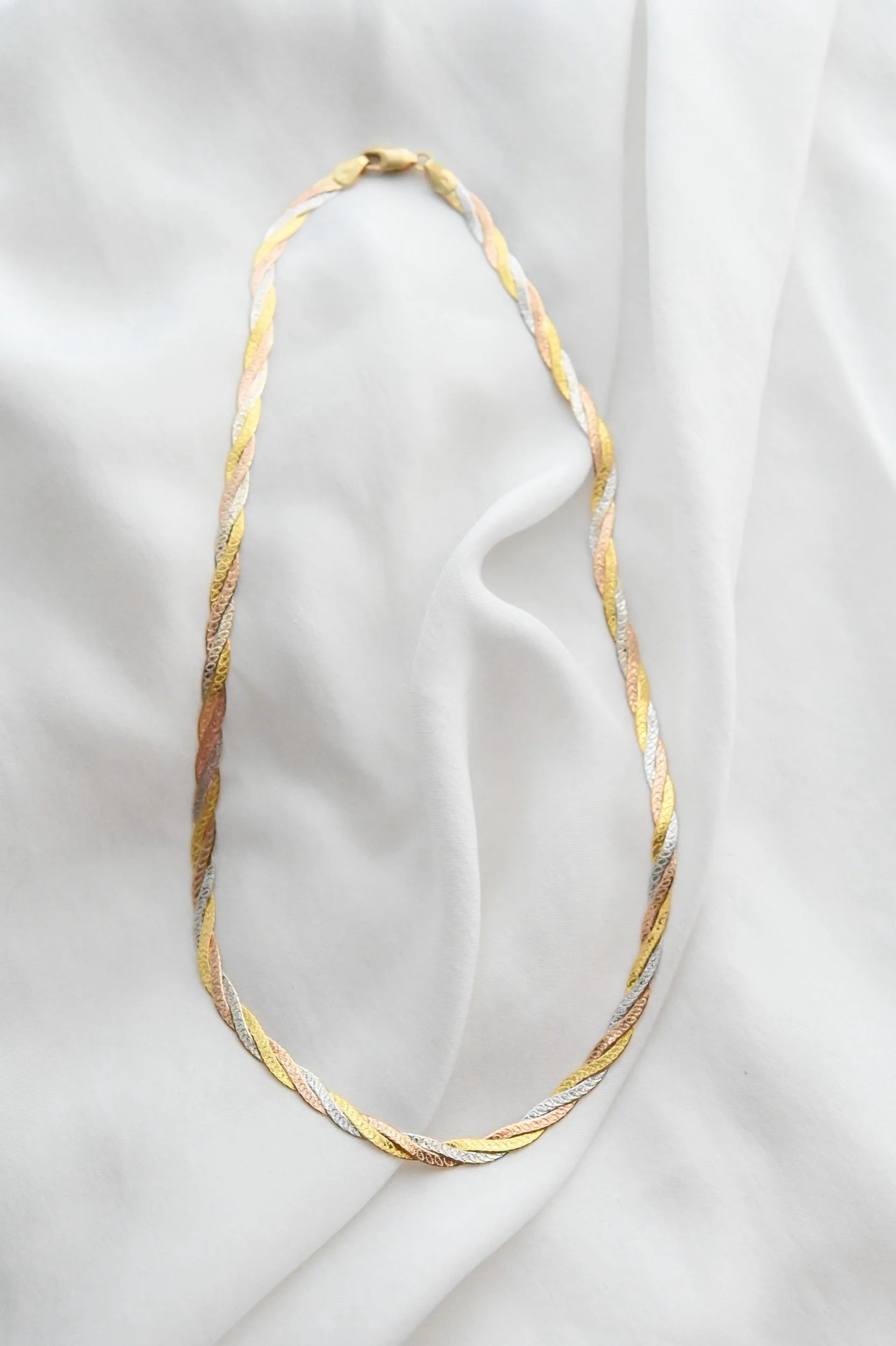 Sexy Tri Color Italian Braid Dream Necklace 18K Gold