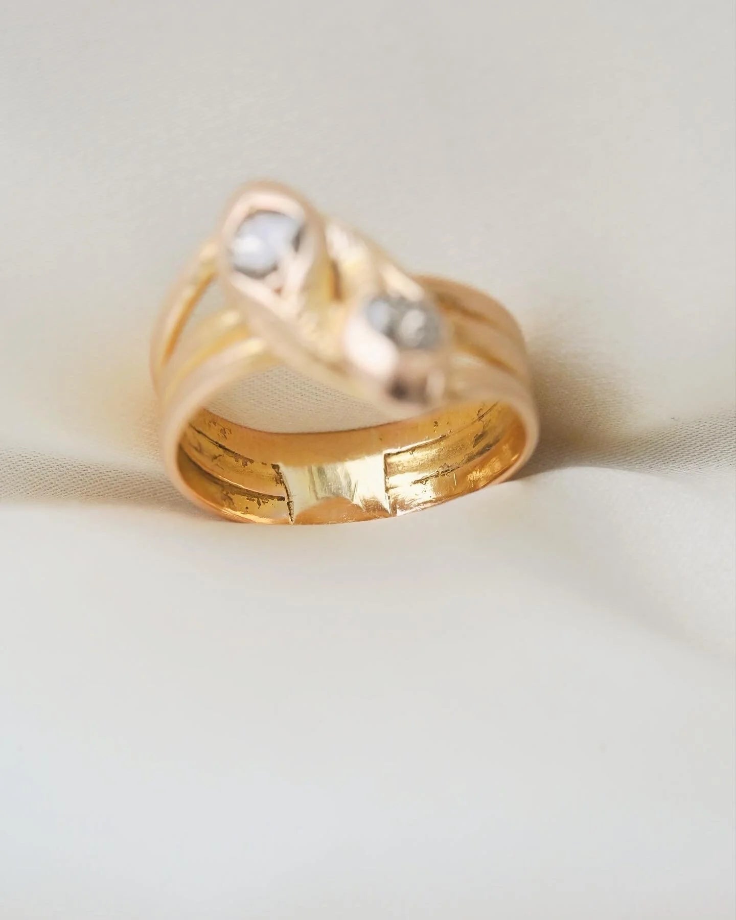 Antique Serpent Ring Old Cut Diamonds 18K Gold 1800s