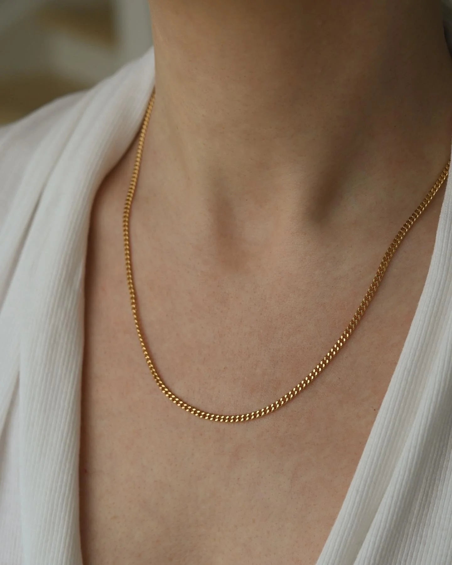 Italian Curb Link Chain 19 Inches 18K Gold